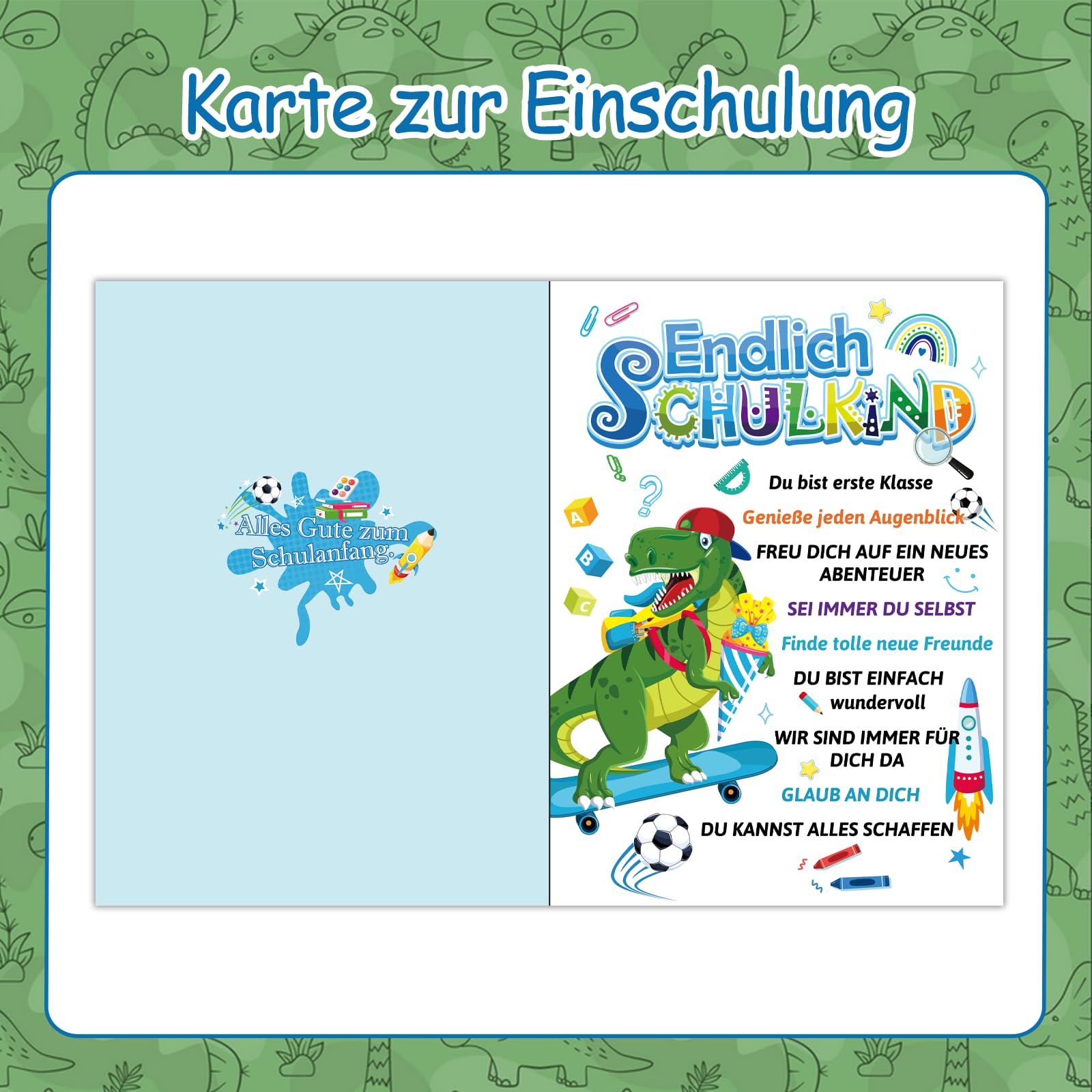 howaf-dino-einschulung-karte-schulanfang-set-mit-anh-nger image 3