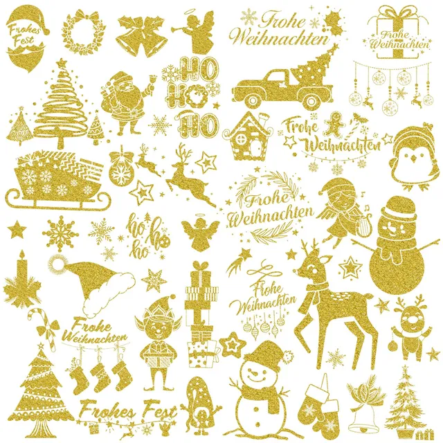 howaf-weihnachtssticker-glitzer-gold-selbstklebend-153-stk image 1
