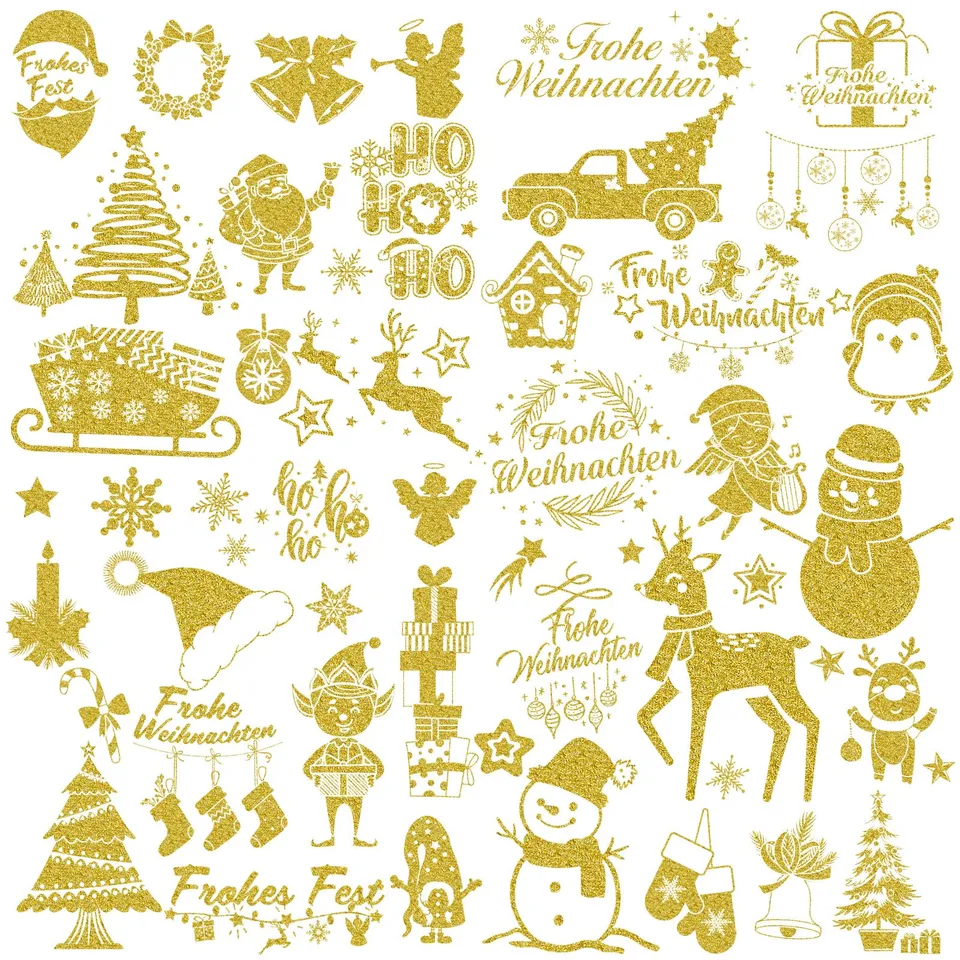 howaf-weihnachtssticker-glitzer-gold-selbstklebend-153-stk image 1