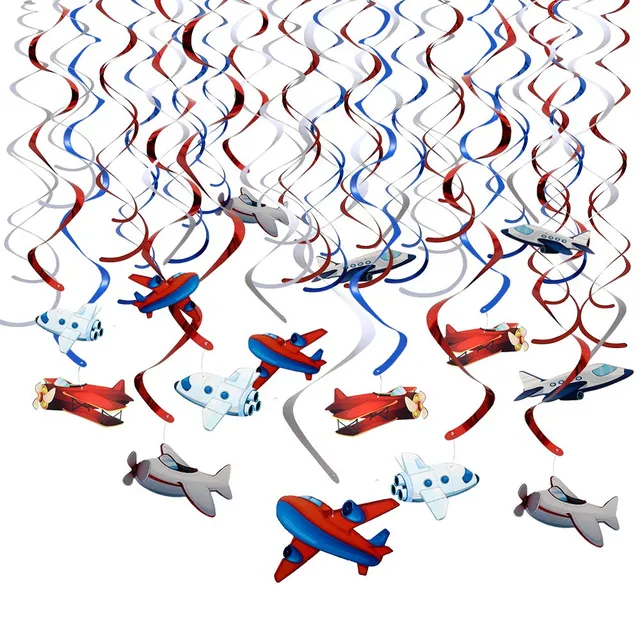 howaf-flugzeug-h-ngedeko-30-teilig-geburtstag-spiralen-folie image 1