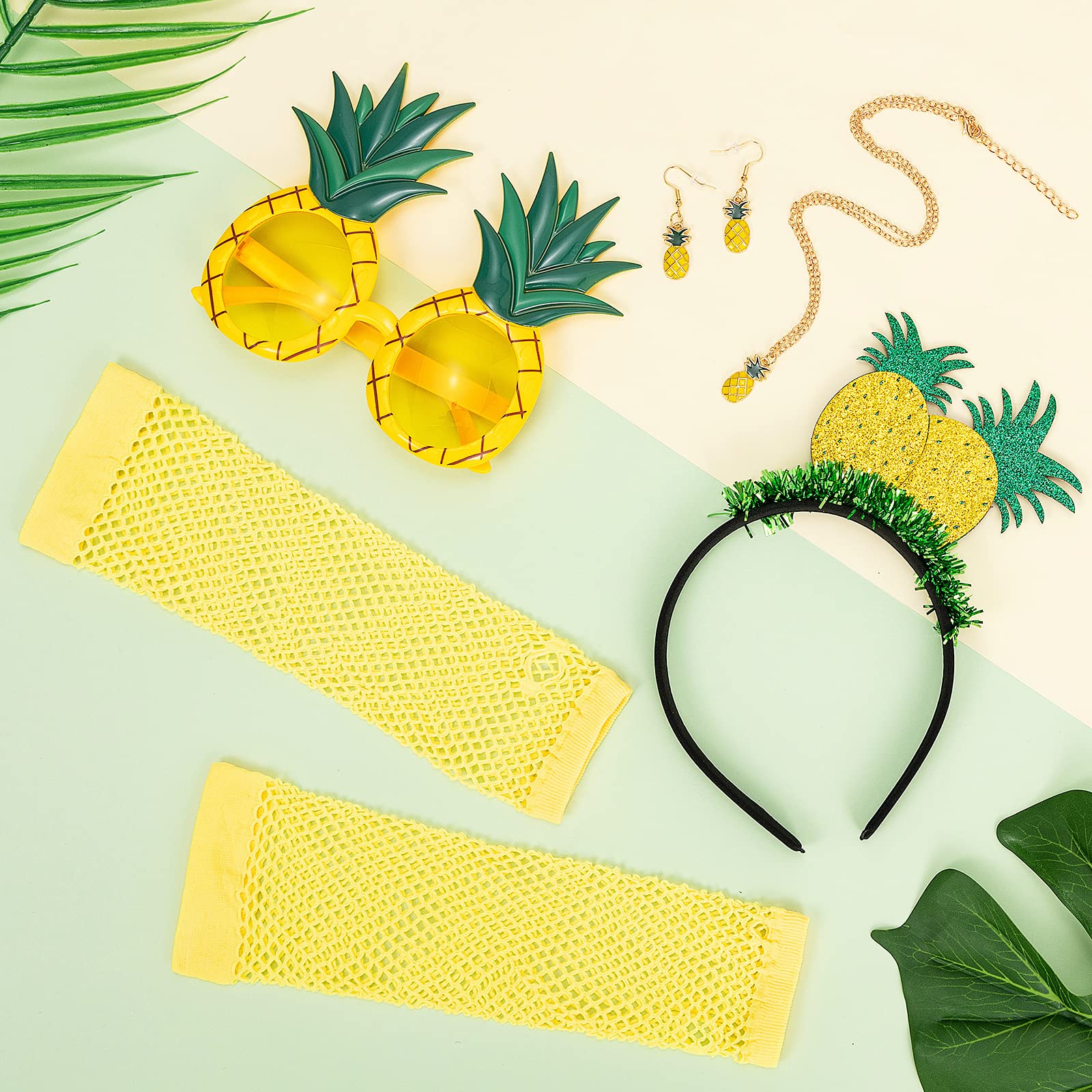howaf-photo-booth-props-ananas-kost-m-damen-6-tlg-gelb image 7
