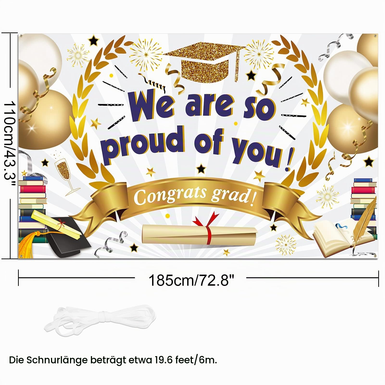 howaf-we-are-so-proud-abschluss-banner-185x110-cm-wei-gold image 2