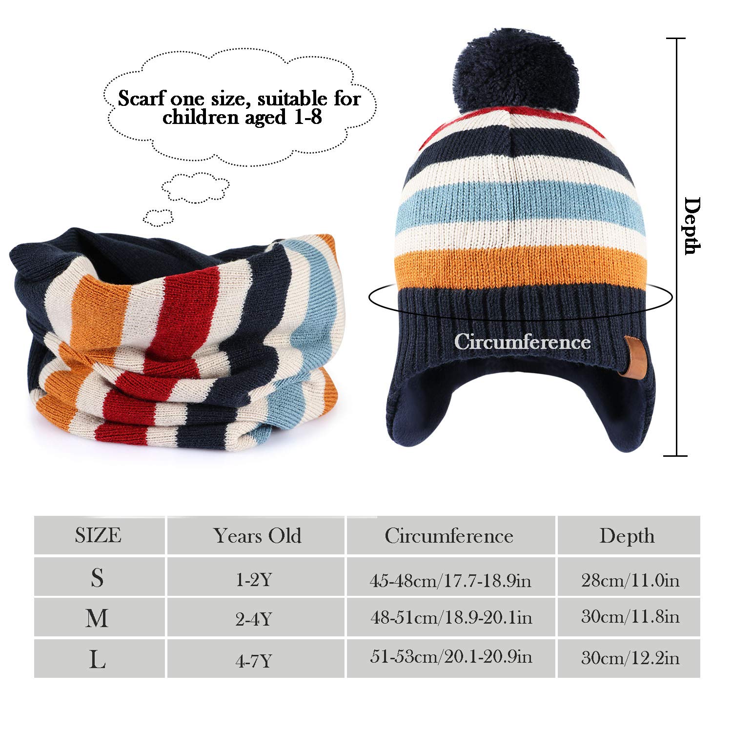 tacobear-kinder-winterm-tze-mit-schal-gestreift-4-7-jahre-beanie image 6