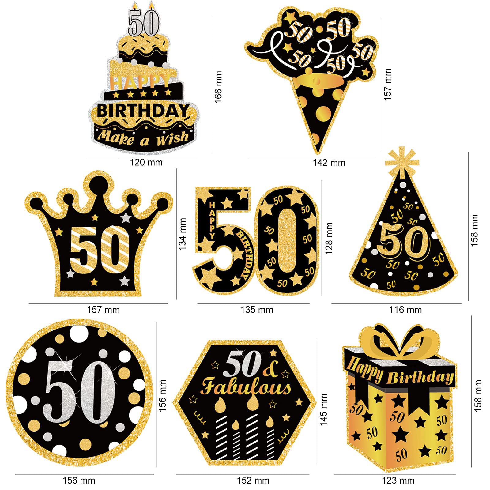 howaf-50-geburtstag-h-ngedeko-deckenh-nger-30-st-ck-schwarz-gold image 2