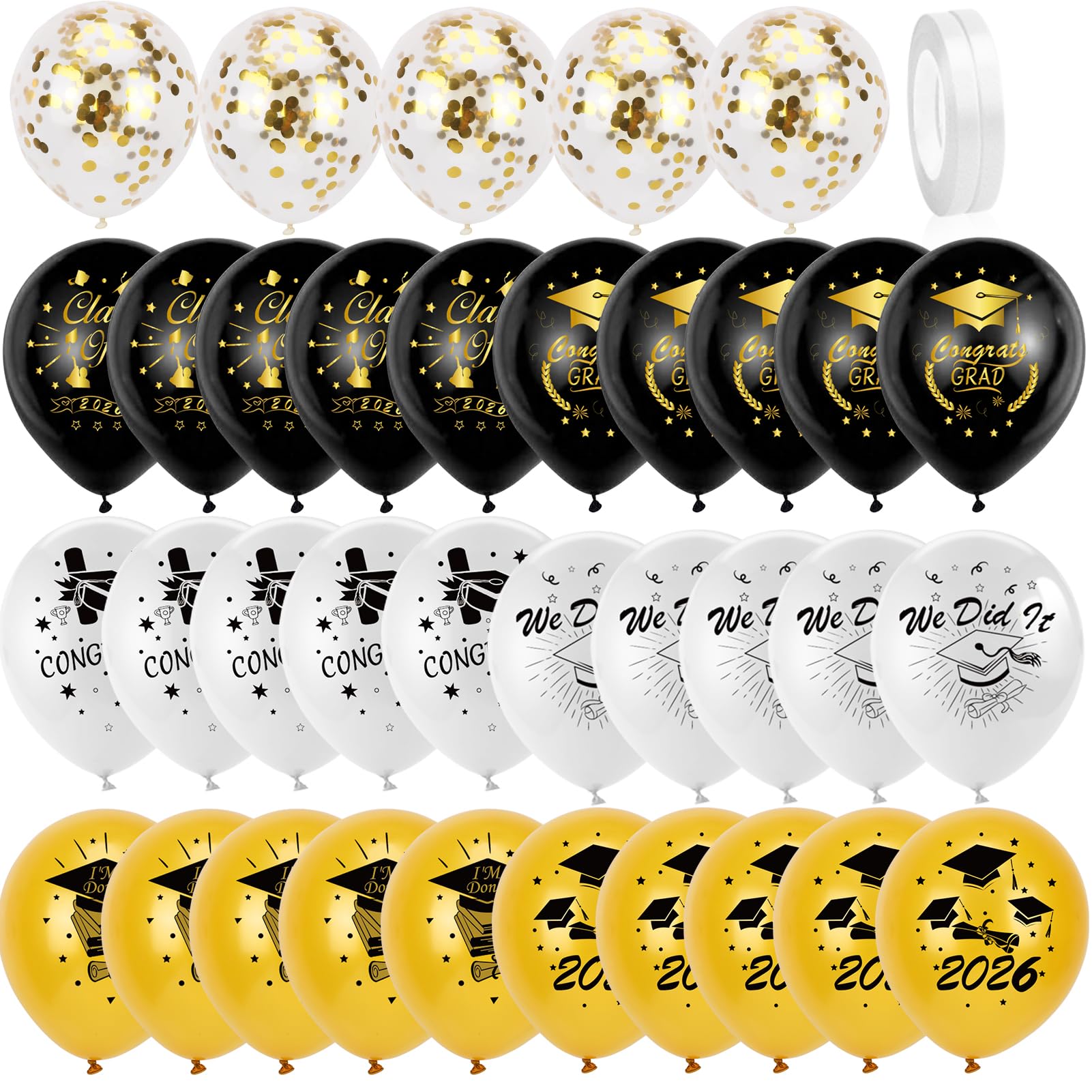 howaf-abschluss-luftballons-30er-set-silber-schwarz-gold-abi image 2