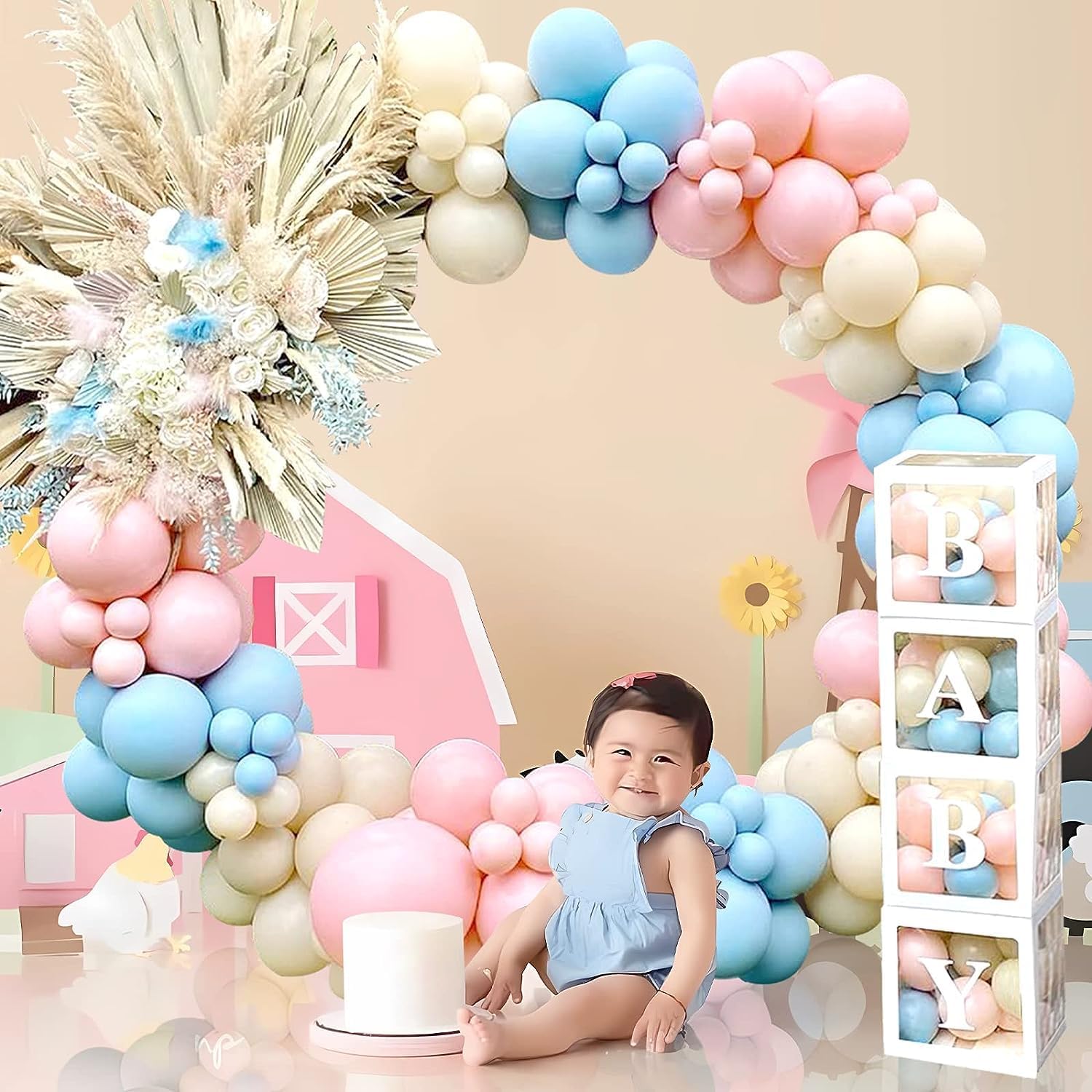 qifu-ballon-girlande-gender-reveal-rosa-blau-166-tlg-mit-baby-box image 7