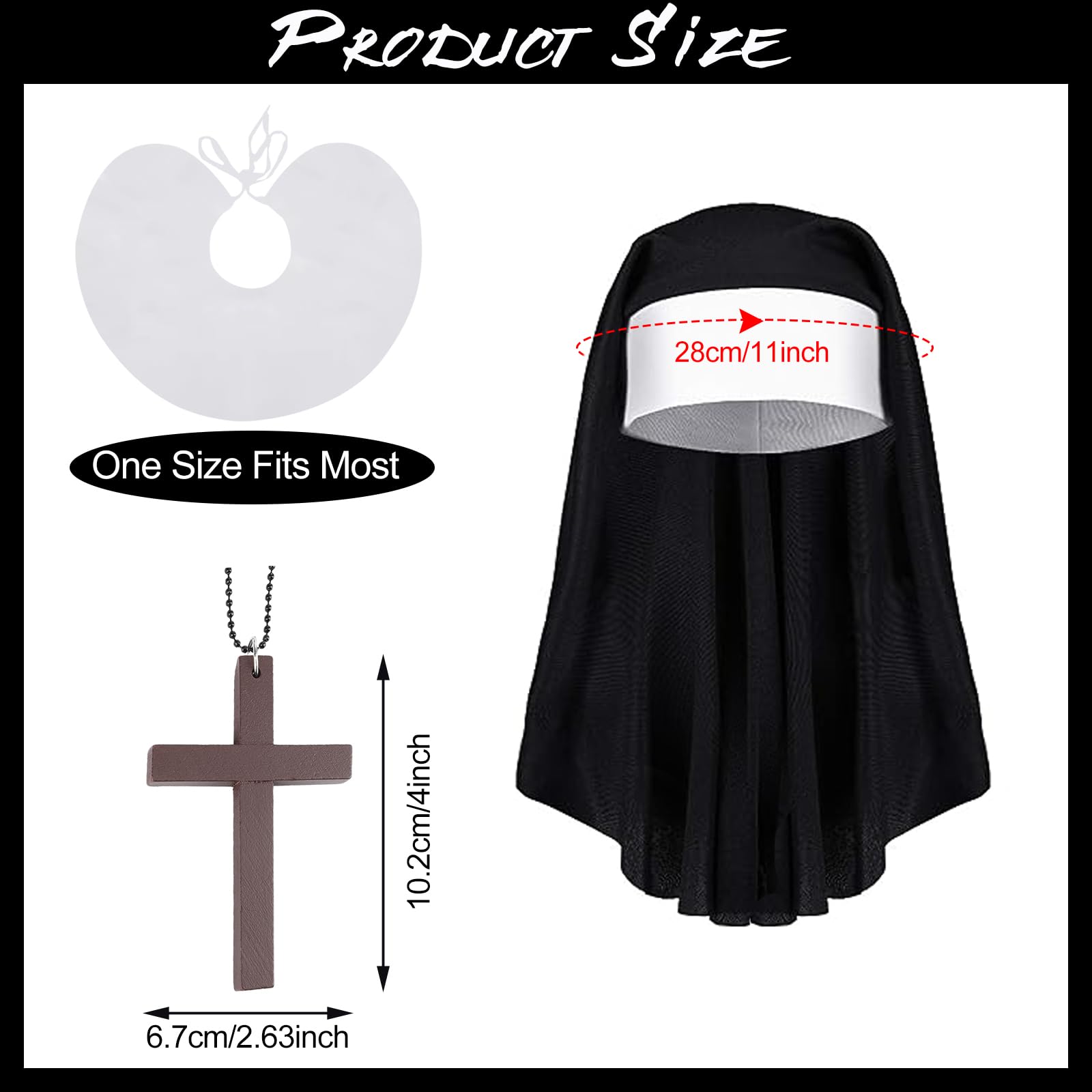 howaf-nonne-kost-m-damen-set-mit-haube-kreuzkette-tattoo image 2