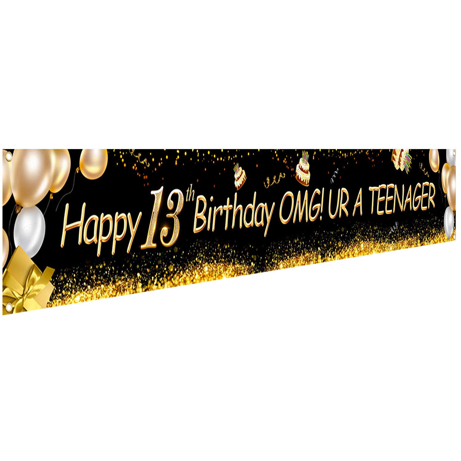 howaf-13-geburtstag-banner-stoff-schwarz-gold-274-cm image 2