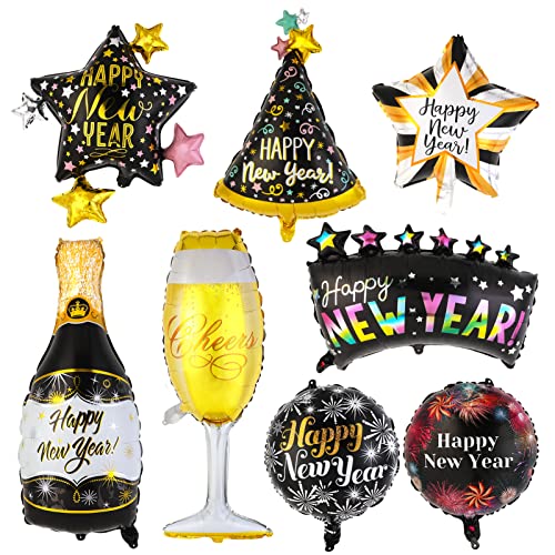 howaf-silvester-deko-2027-folienballons-8er-set-schwarz-gold image 8