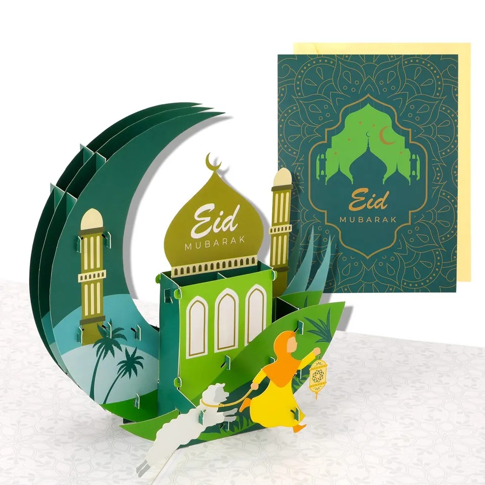 howaf-eid-mubarak-3d-pop-up-karte-gru-karte-mit-umschlag-mond-moschee image 1