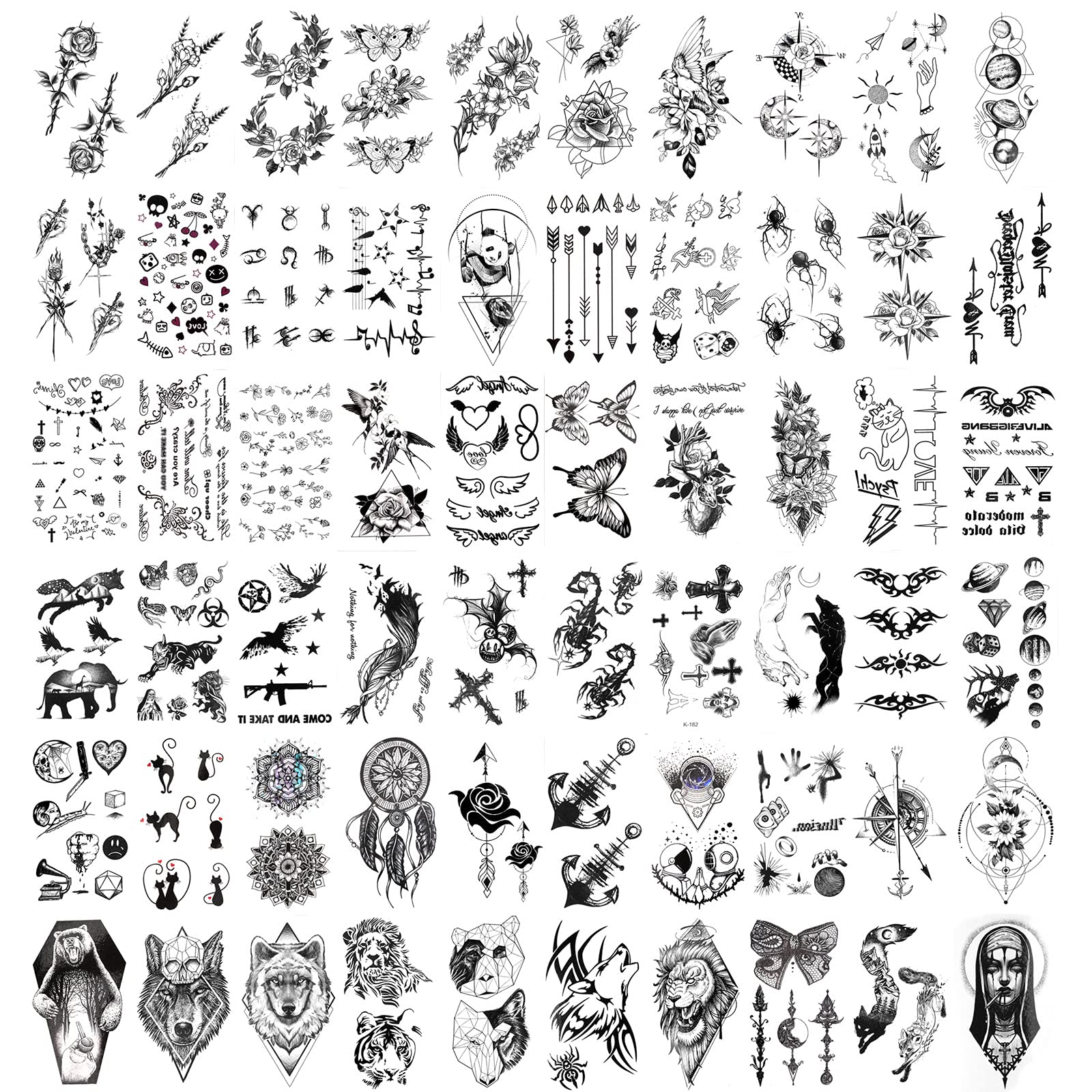 howaf-tempor-re-tattoos-schwarz-klein-60-bl-tter-set image 1