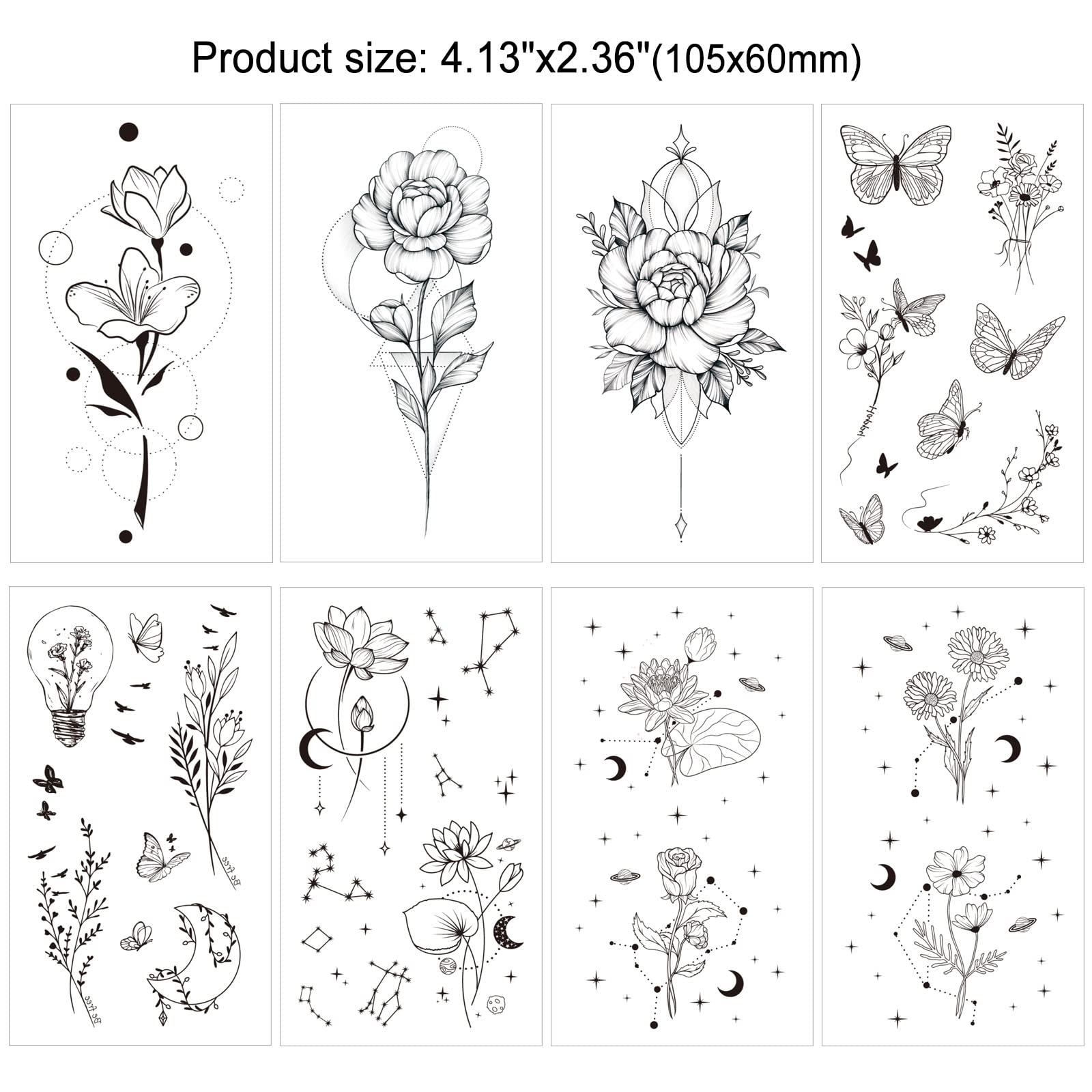 howaf-temporary-tattoos-klebetattoos-30-blatt-schwarz-schmetterling image 3