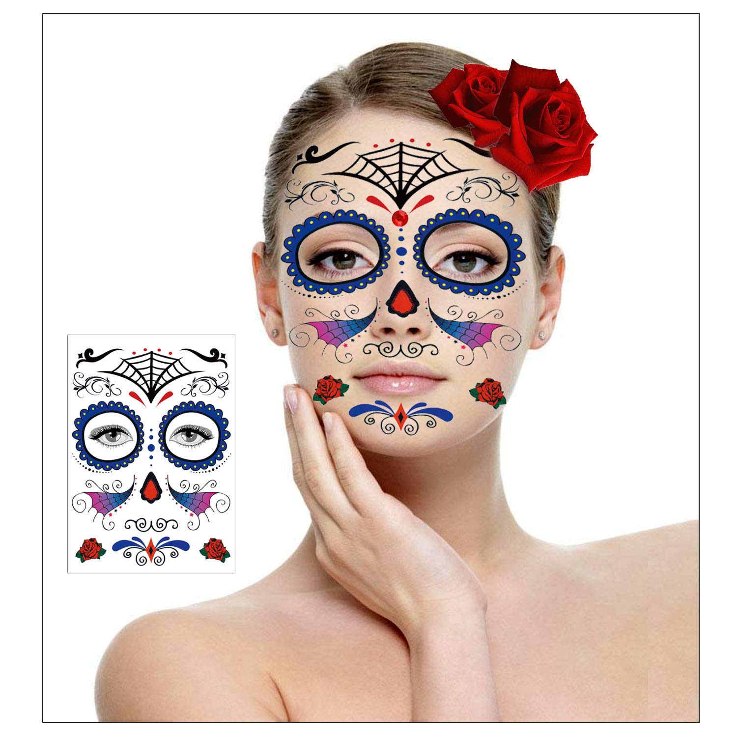howaf-tag-der-toten-tattoo-gesicht-halloween-10-teilig image 4