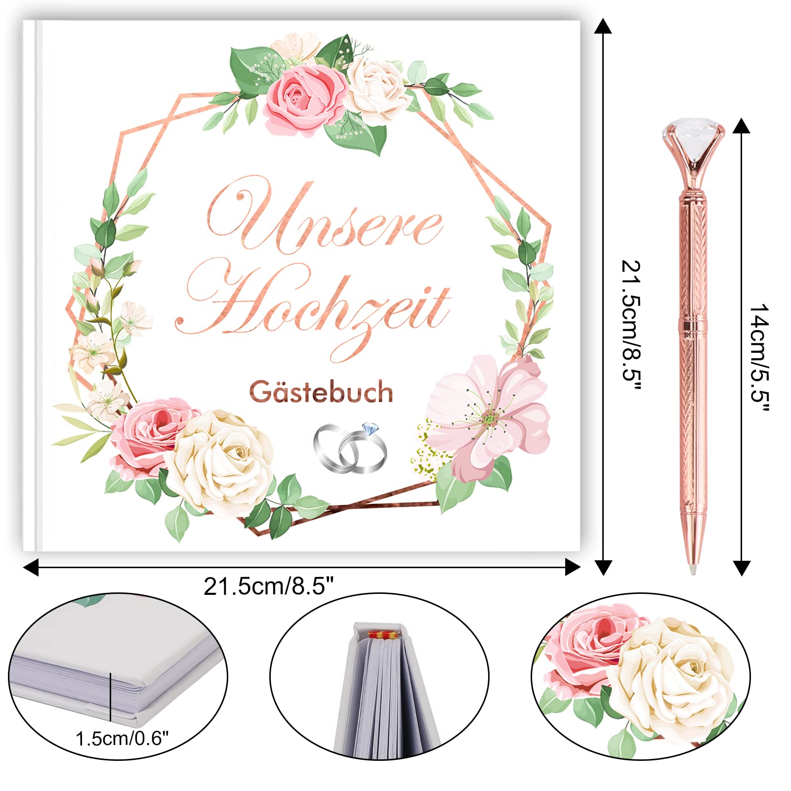 howaf-g-stebuch-hochzeit-unsere-hochzeit-wei-60-seiten-stift image 3