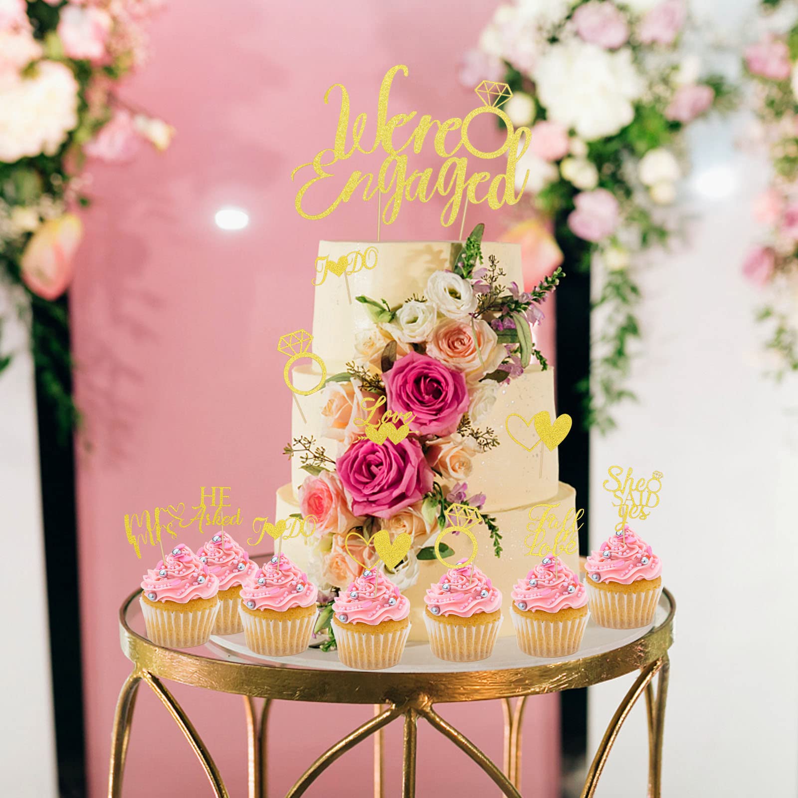 howaf-we-re-engaged-cake-topper-gold-25-st-ck-tortendeko image 5