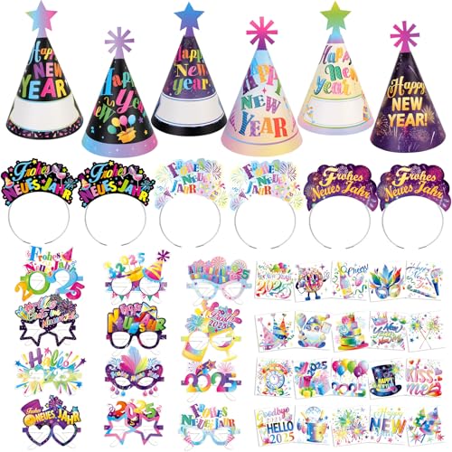 howaf-silvester-deko-set-partyh-te-brille-haarreif-tattoos image 8