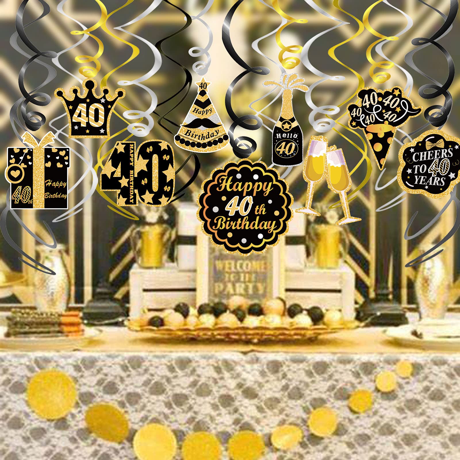 howaf-40-geburtstag-h-ngedeko-deckenh-nger-30-st-ck-schwarz-gold image 7