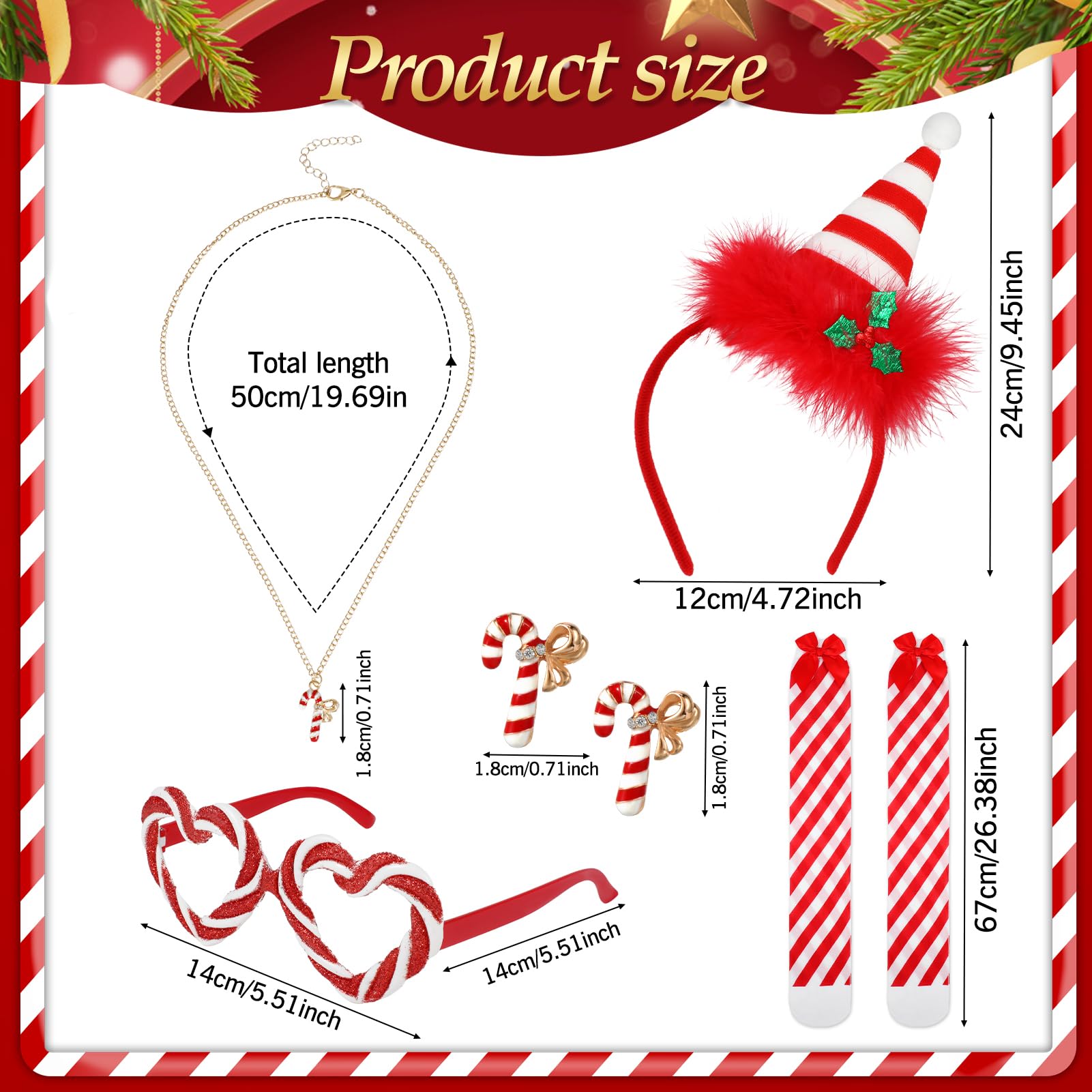 howaf-zuckerstange-kost-m-damen-rot-weihnachten-haarreif-set image 2