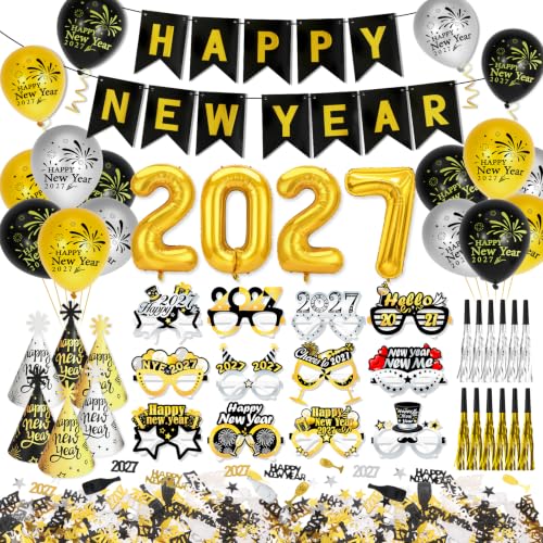 howaf-silvester-deko-2027-set-schwarz-gold-mit-ballons image 8