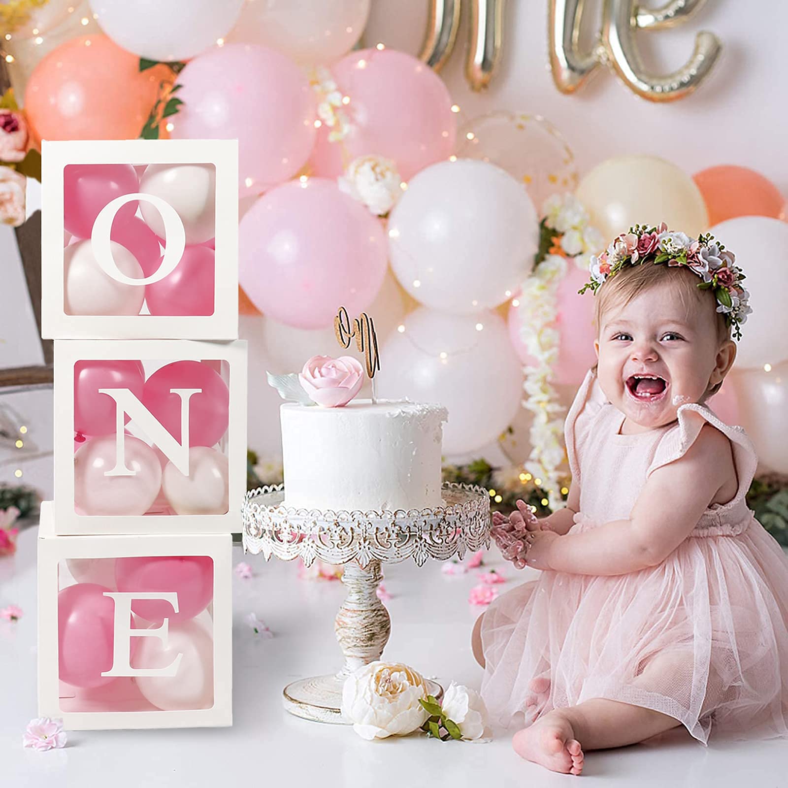 qifu-ballon-boxen-one-1-geburtstag-deko-m-dchen-rosa-3er image 3