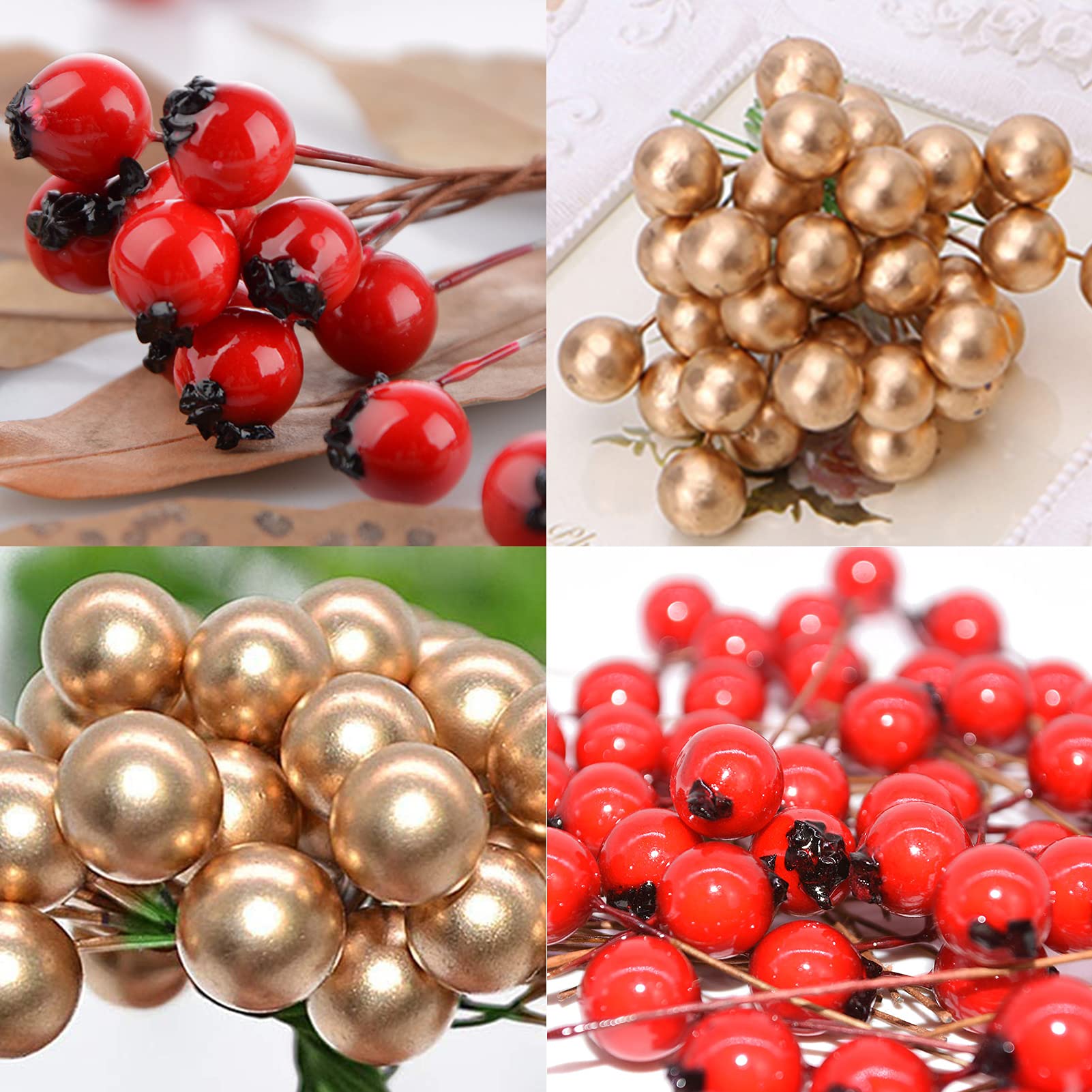 howaf-holly-beeren-rot-gold-150-st-ck-weihnachtsdeko image 4