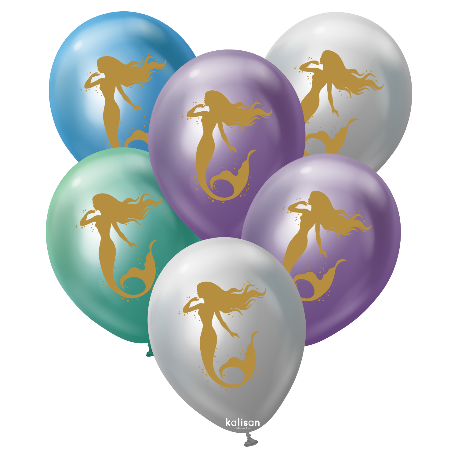 kalisan-animals-mermaid-mirror-luftballons-12-zoll-25-st-ck image 1