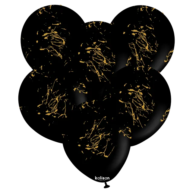 kalisan-party-theme-splatter-black-gold-luftballons-25-st-ck image 1