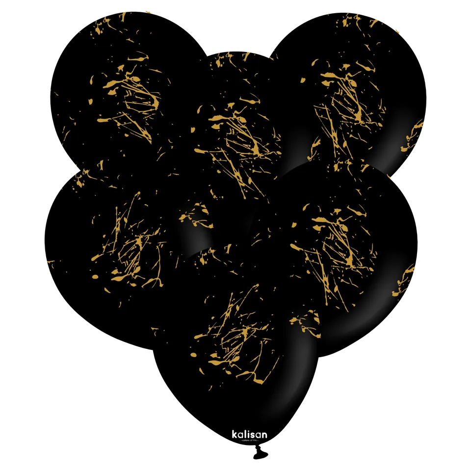 kalisan-party-theme-splatter-black-gold-luftballons-25-st-ck image 1