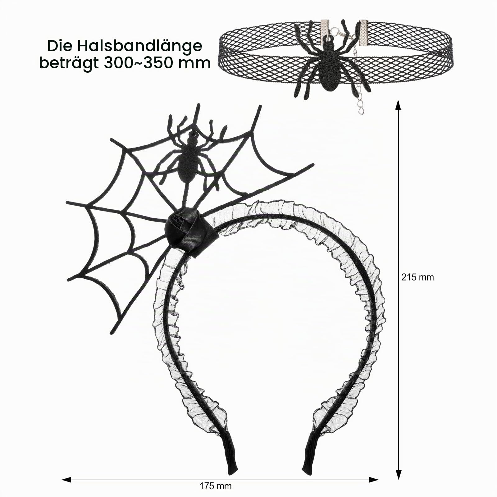 howaf-temporary-tattoos-spinnen-a-kost-mset-haarreif-halloween image 2