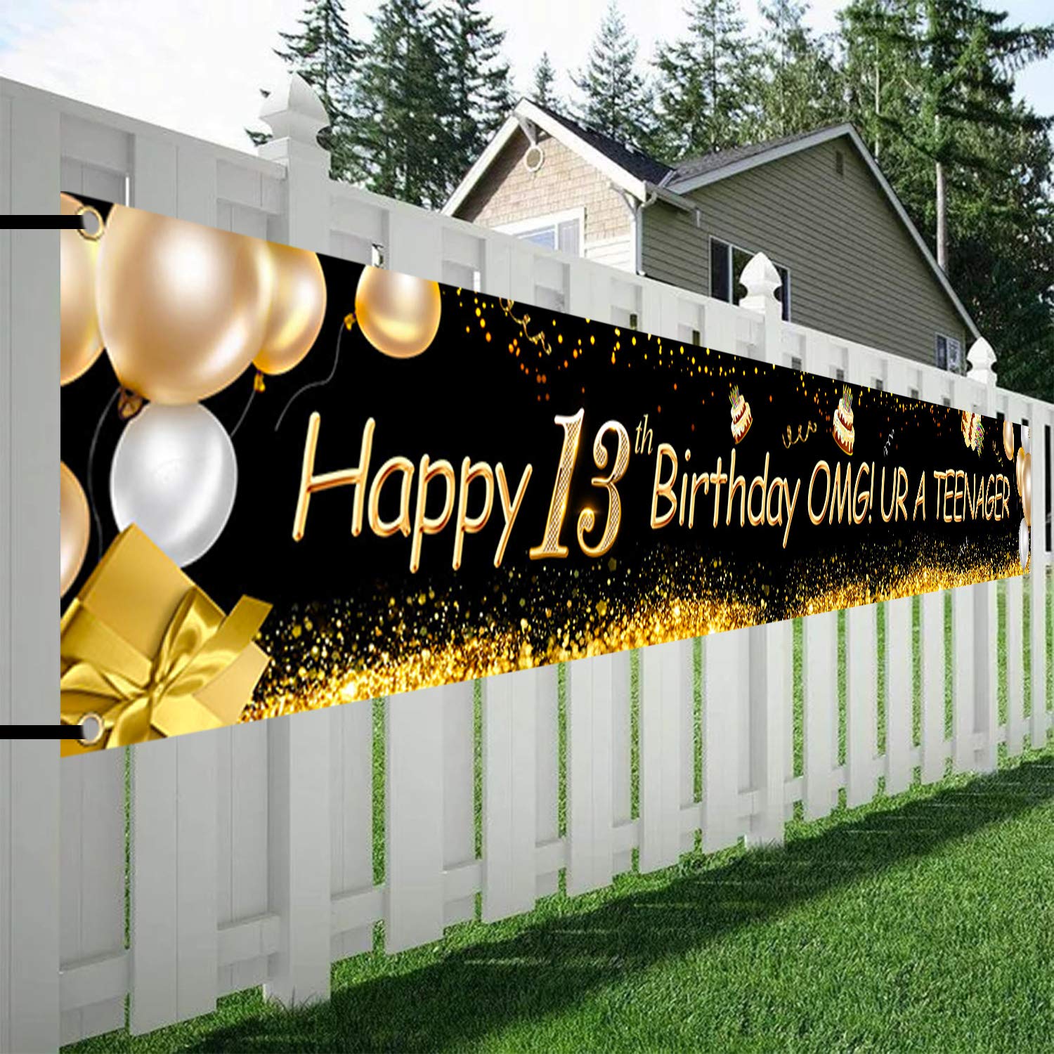 howaf-13-geburtstag-banner-stoff-schwarz-gold-274-cm image 7