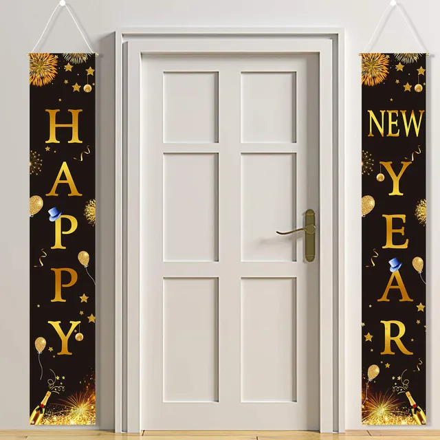 howaf-silvester-deko-banner-frohes-neujahr-schwarz-gold-2tlg image 1