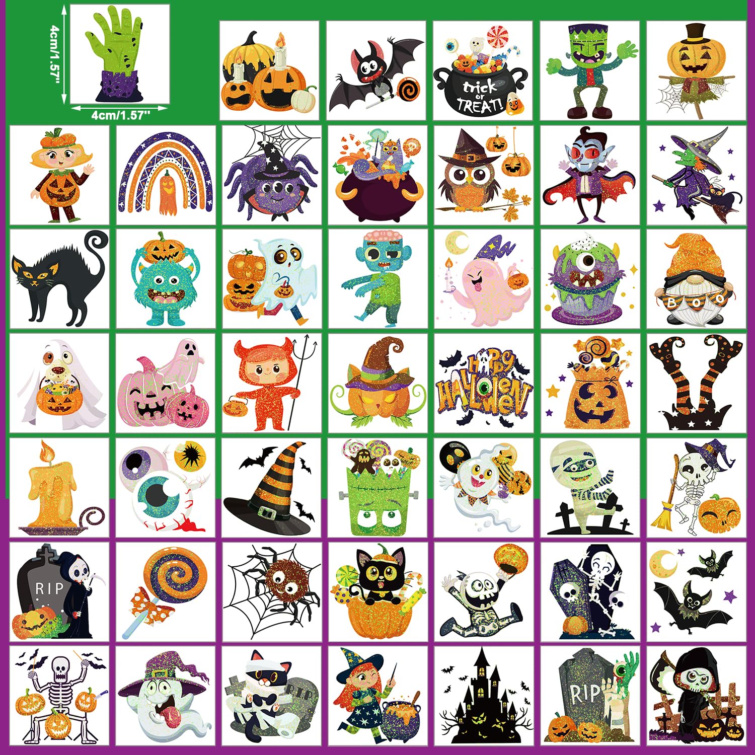 howaf-halloween-tattoos-kinder-glitzer-96-bl-tter-set image 2