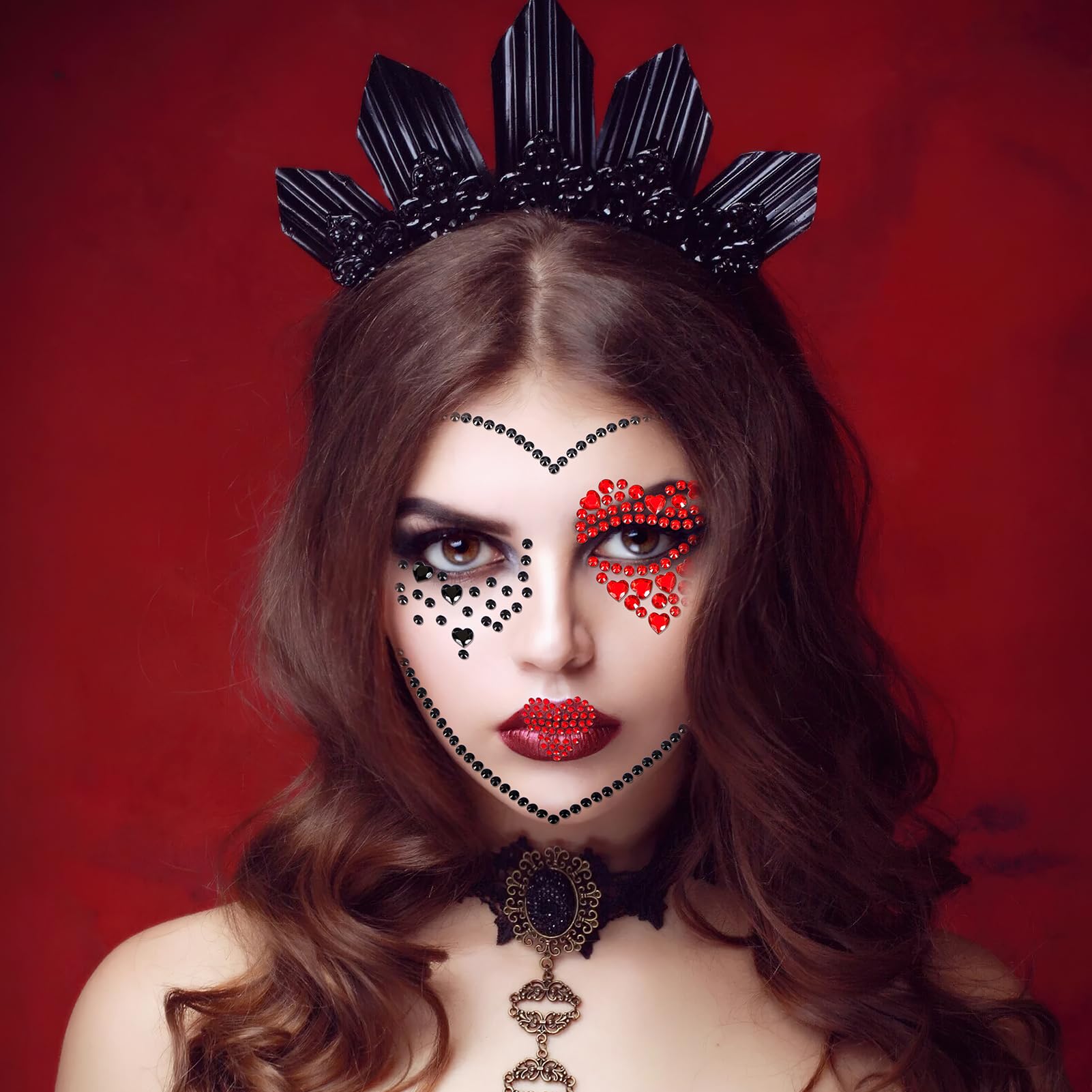 howaf-halloween-tattoo-gesicht-edelsteine-set-4-st-ck-glitzer image 4