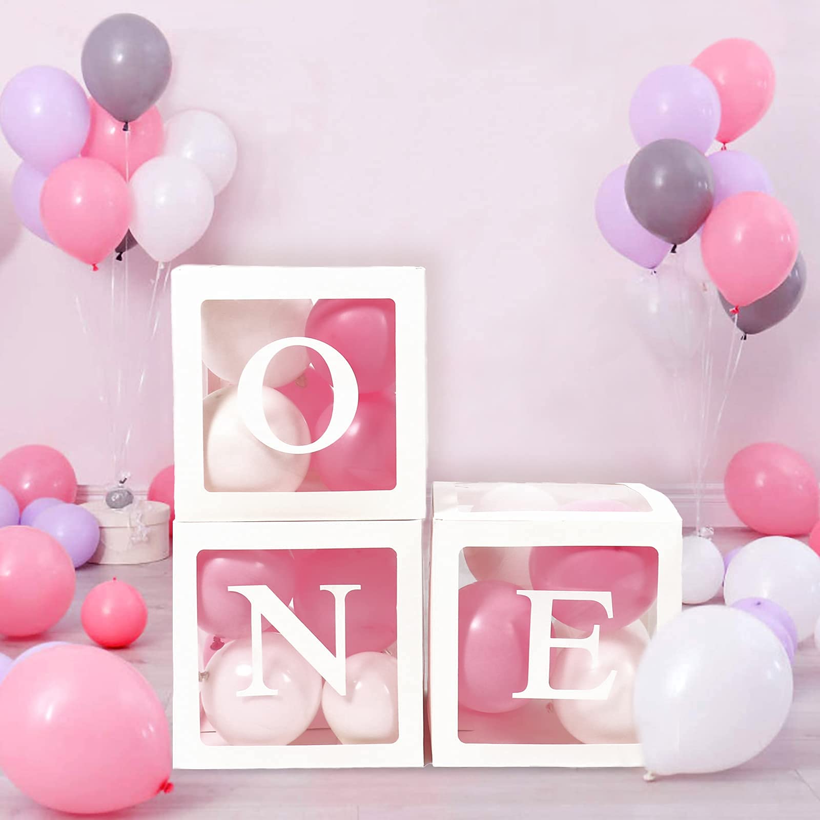 qifu-ballon-boxen-one-1-geburtstag-deko-m-dchen-rosa-3er image 4