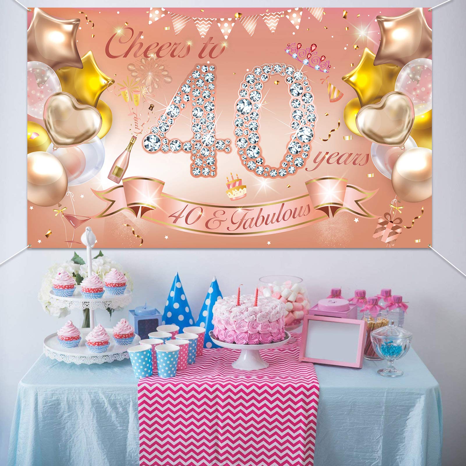howaf-frau-40-geburtstag-banner-stoff-ros-gold-185-cm image 6