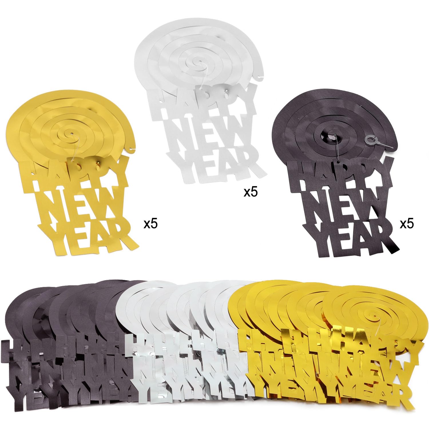 howaf-silvester-deko-2027-deckenh-nger-spiralen-15tlg-schwarz-gold image 2