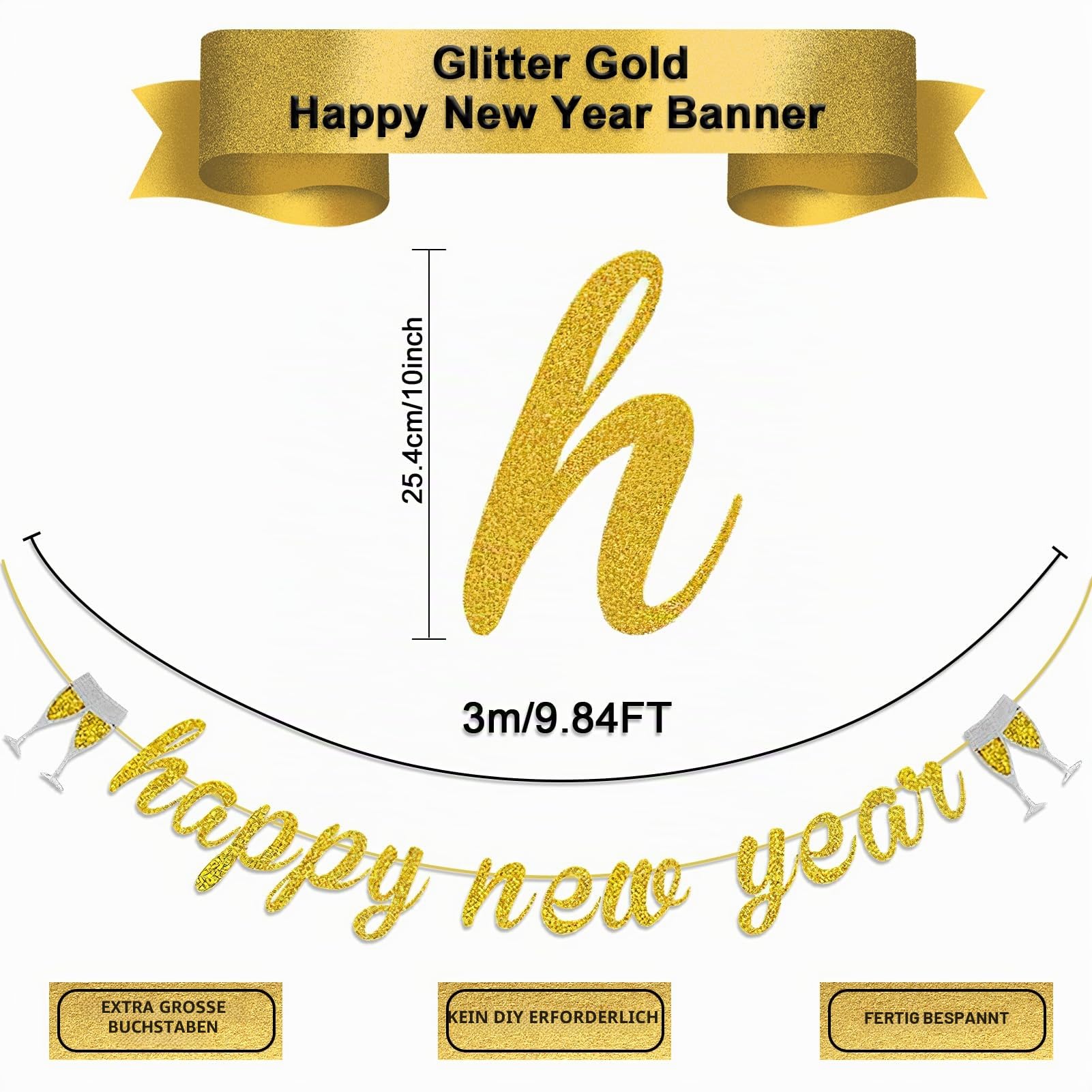 howaf-silvester-girlande-happy-new-year-banner-gold-glitzer-3m image 3