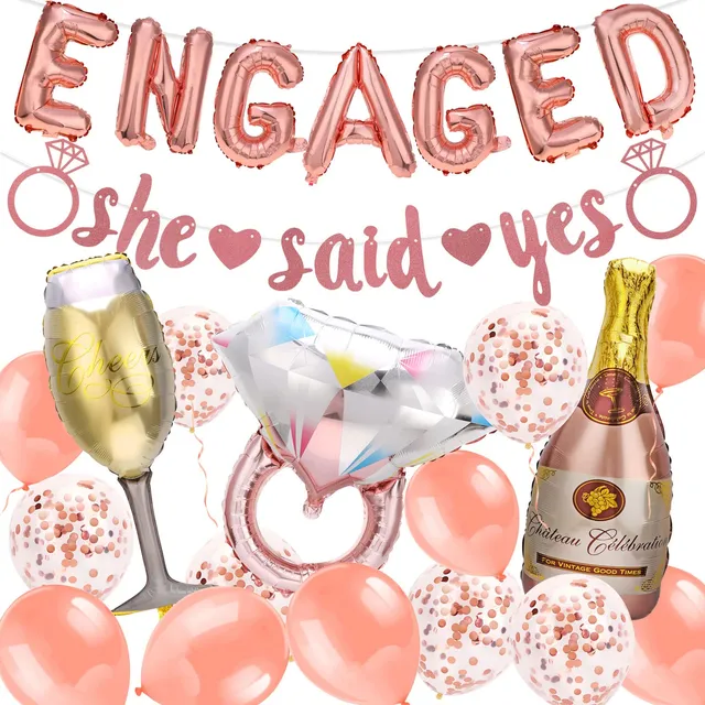 howaf-engaged-luftballons-verlobung-rosegold-she-said-yes image 1