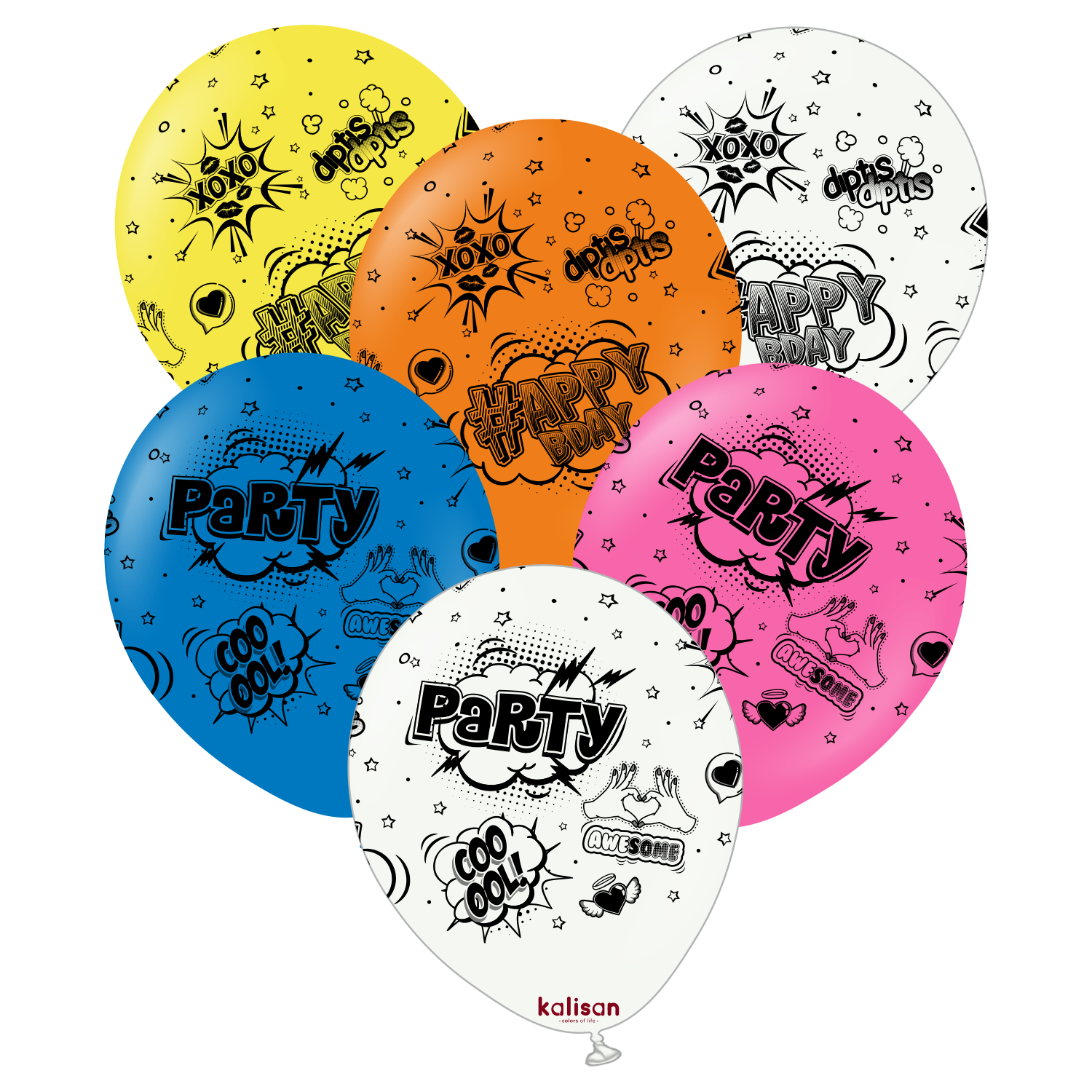 kalisan-party-theme-pop-art-happy-birthday-luftballons-25-st-ck-bunt image 1