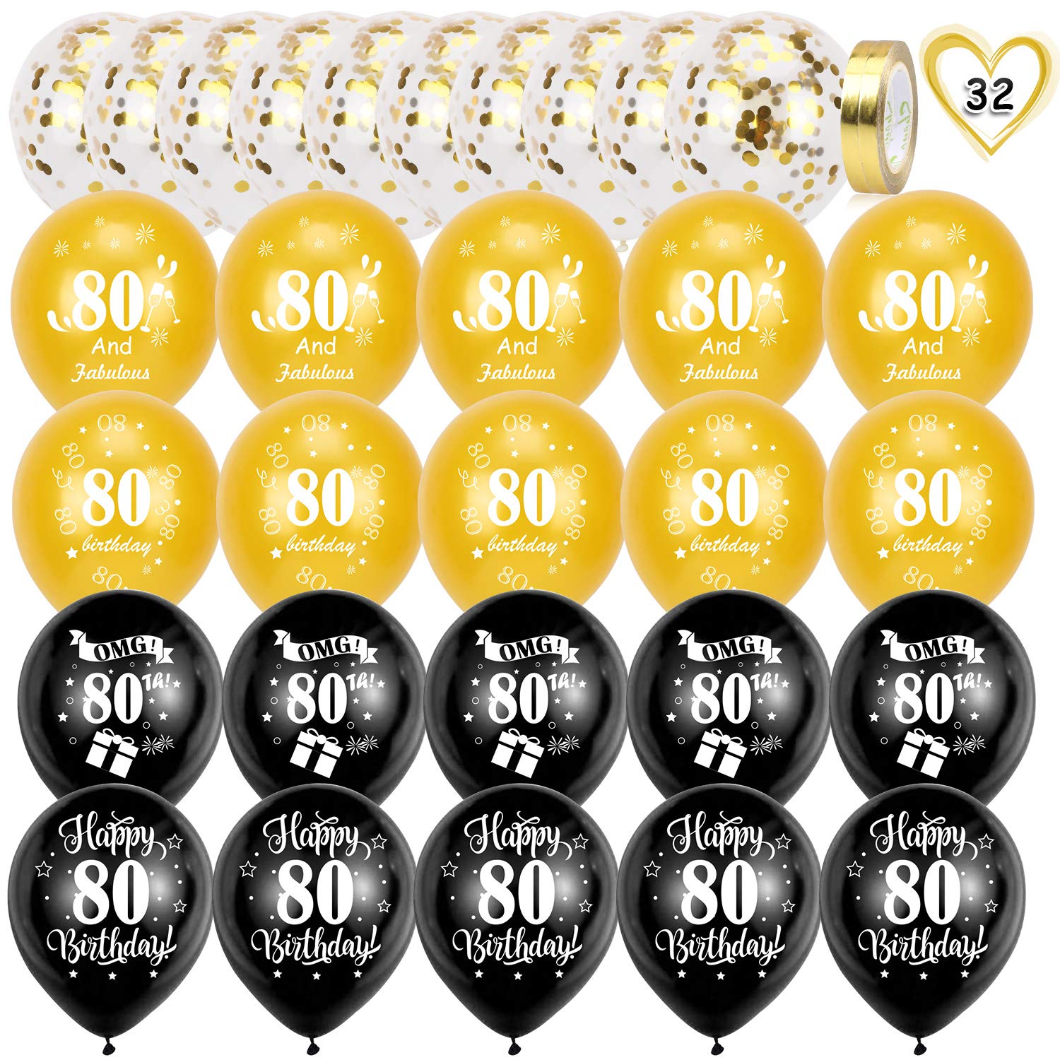 howaf-80-geburtstag-luftballons-schwarz-gold-30-st-ck image 2