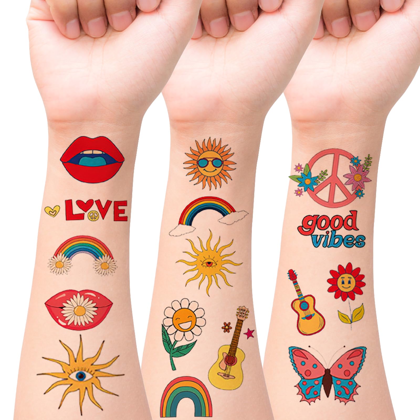 howaf-hippie-tattoos-tempor-r-flower-power-10-bl-tter-set image 2