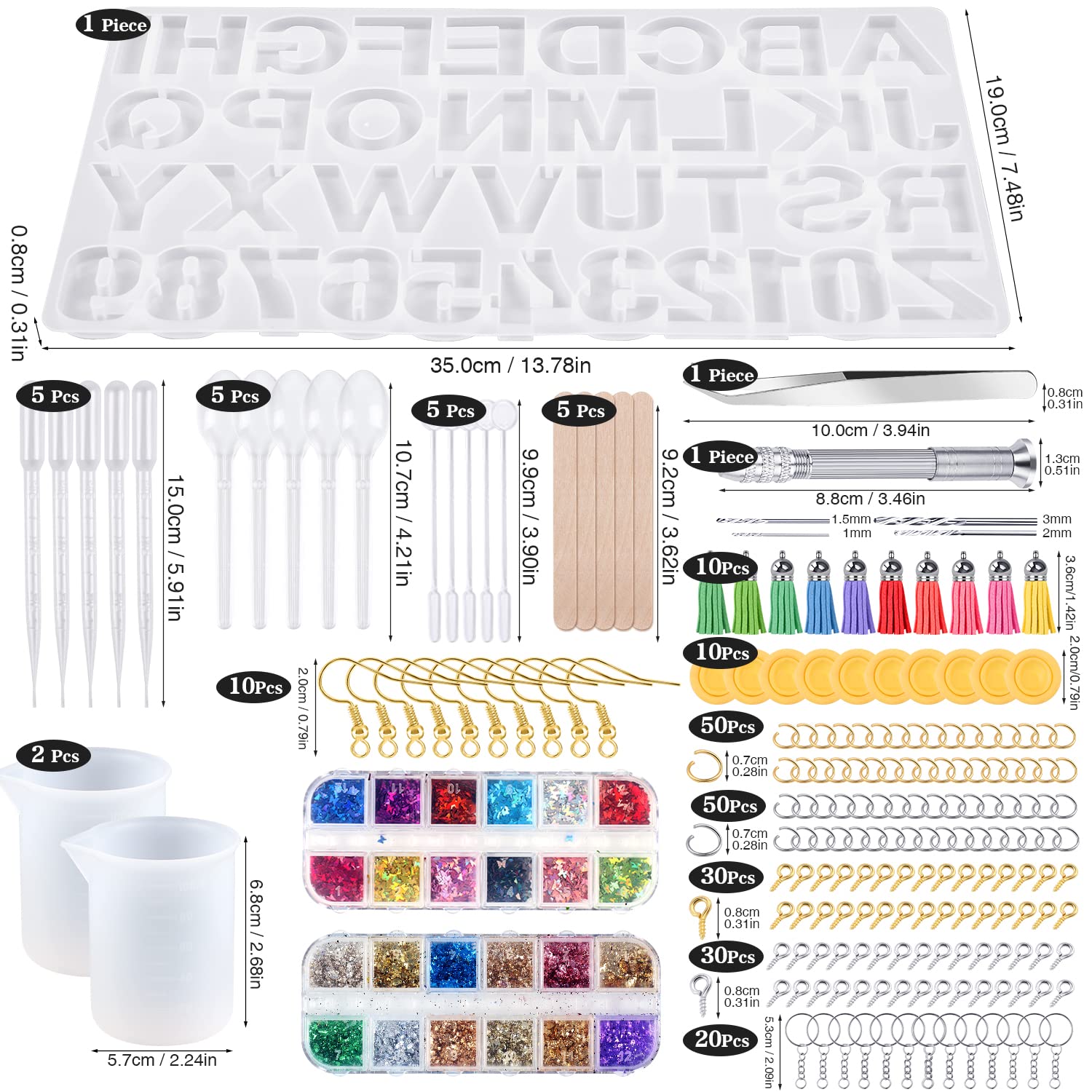 tacobear-resin-silikonform-set-237-teile-buchstaben-schmuck image 2