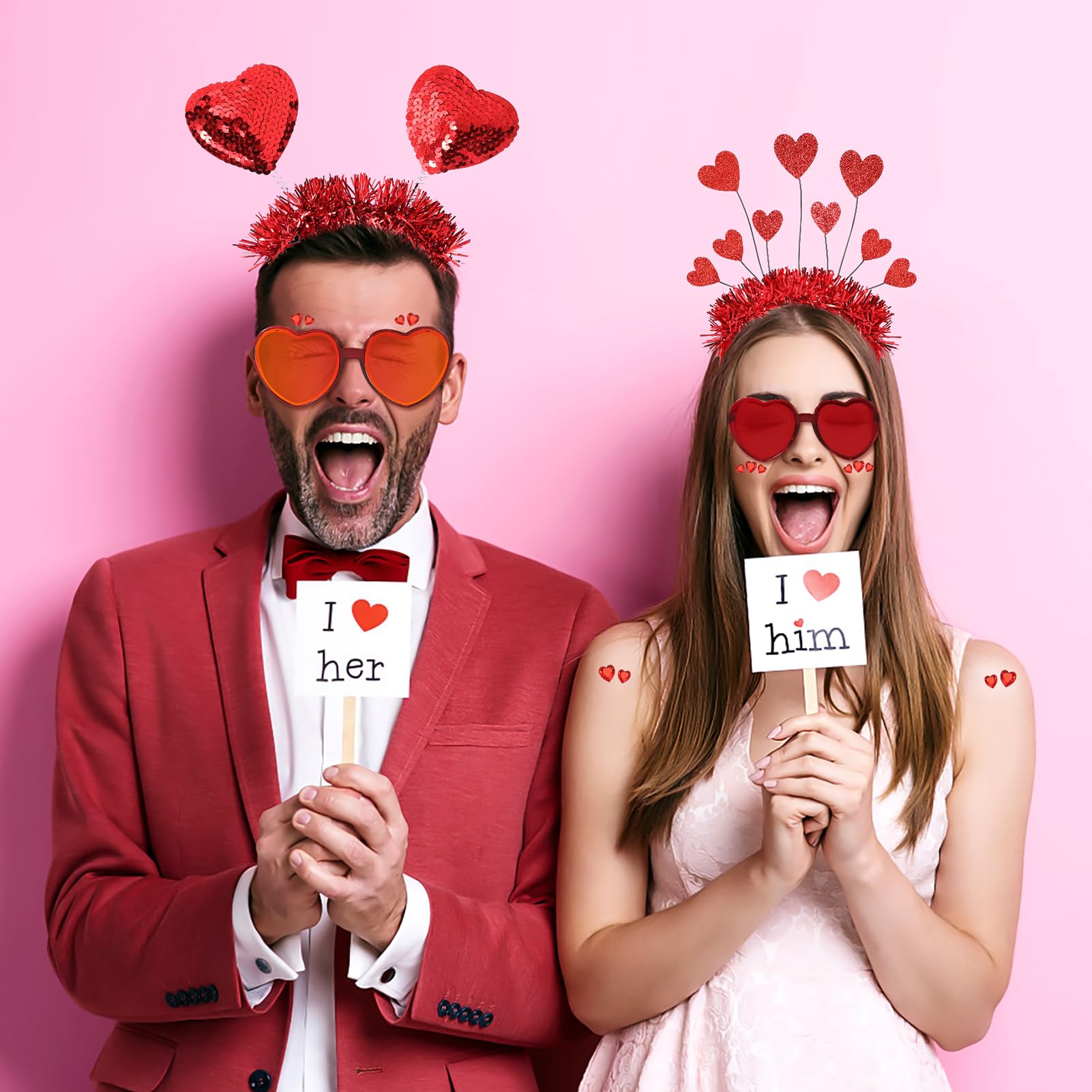 howaf-herz-haarreif-set-herzbrille-valentinstag-rot image 5