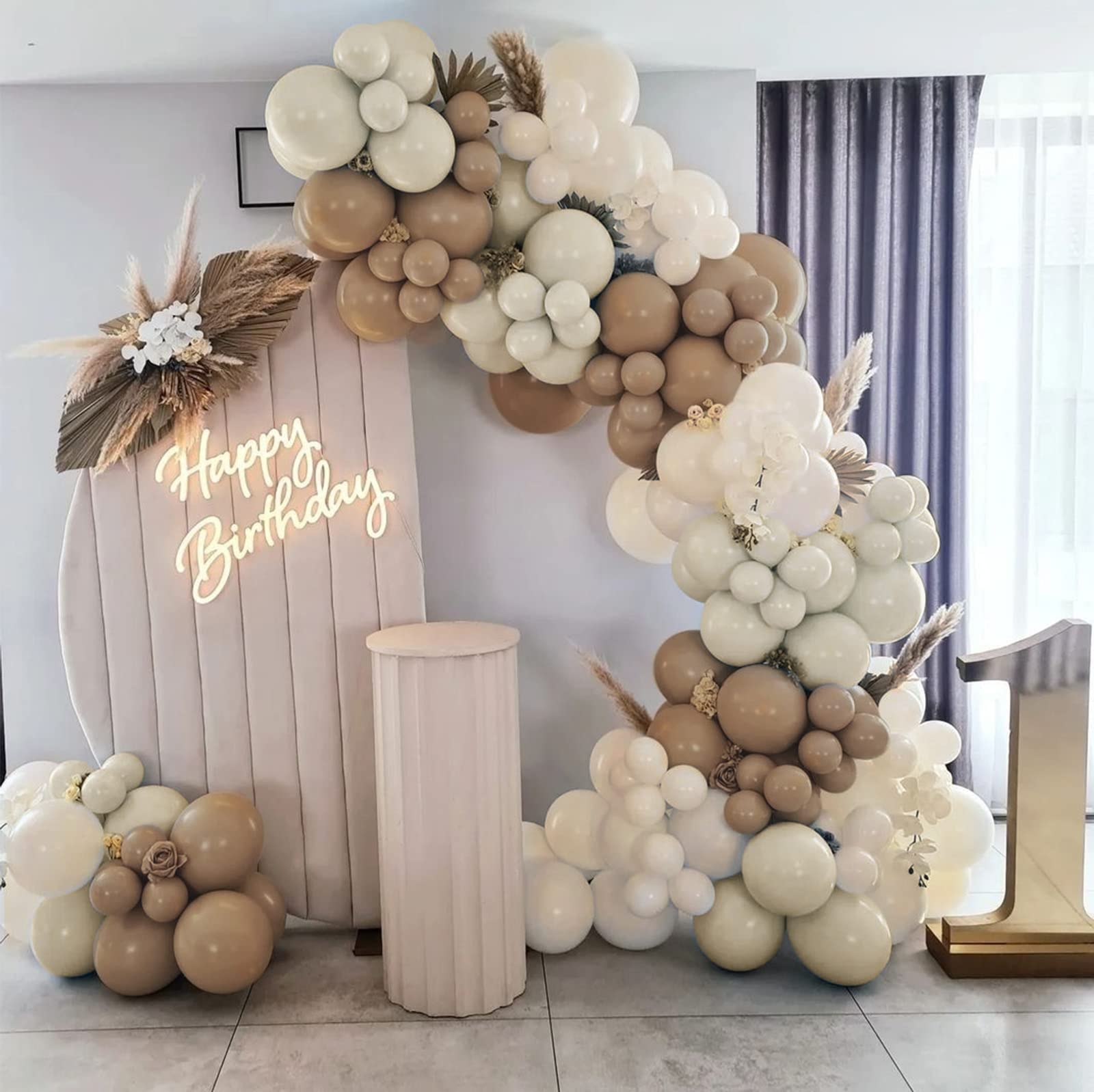 qifu-ballon-girlande-beige-braun-182tlg-nude-f-r-babyparty image 3