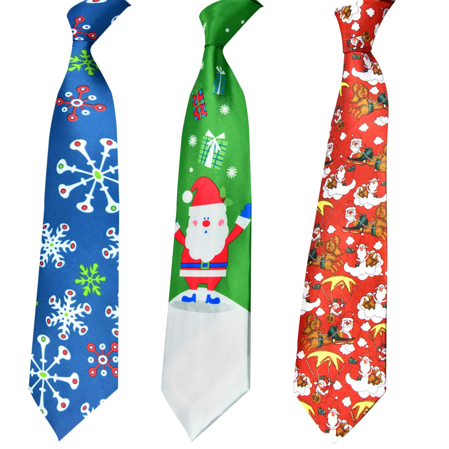 howaf-weihnachtskrawatte-herren-3er-set-schneeflocke-party image 1