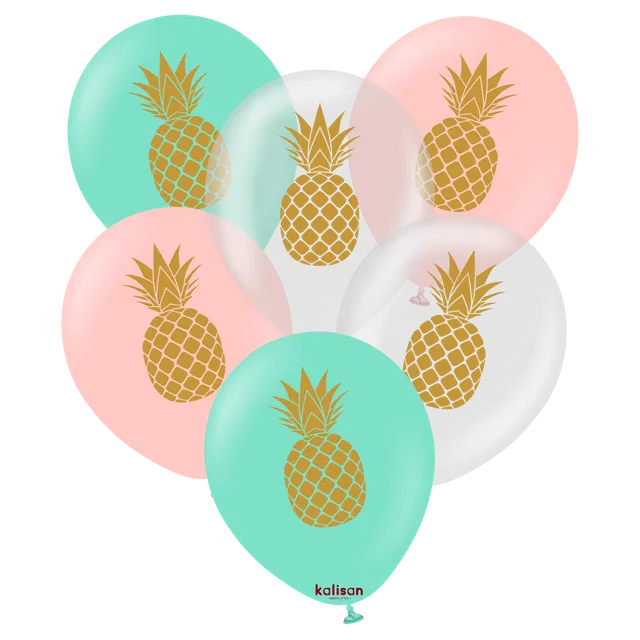 kalisan-fruits-plants-pineapple-luftballons-25-st-ck-mit-golddruck image 1