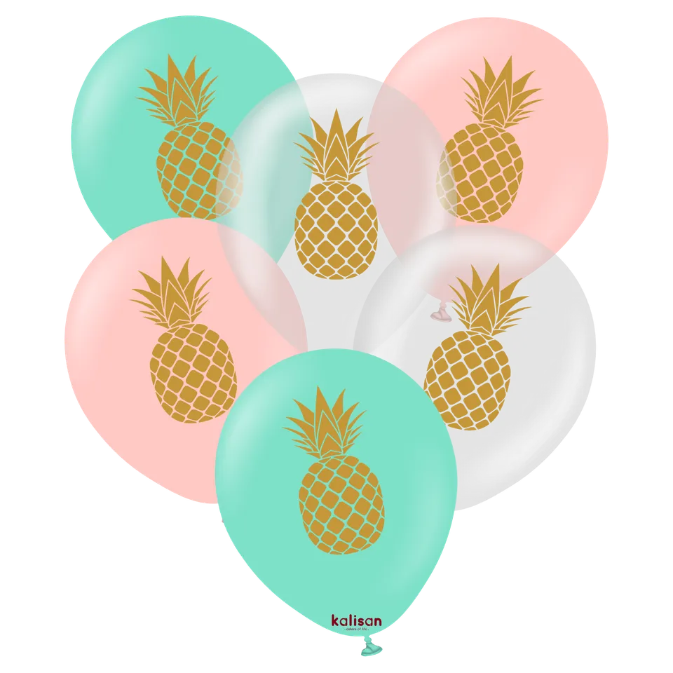 kalisan-fruits-plants-pineapple-luftballons-25-st-ck-mit-golddruck image 1