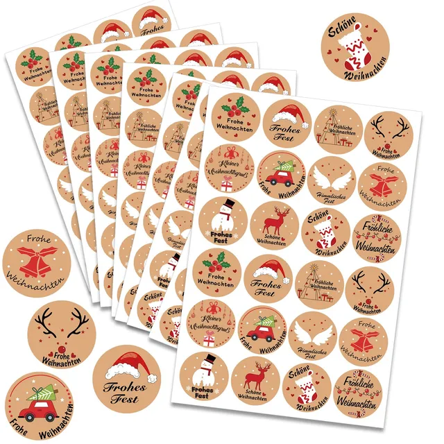 howaf-weihnachtsaufkleber-rund-192-st-ck-selbstklebend-4cm image 1