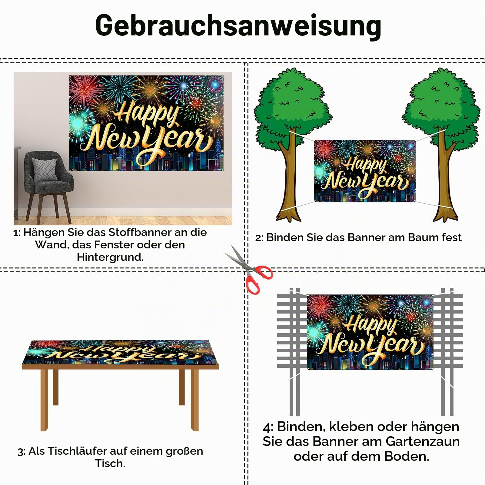 howaf-happy-new-year-banner-stoff-185x110cm-silvester-deko-2027 image 4