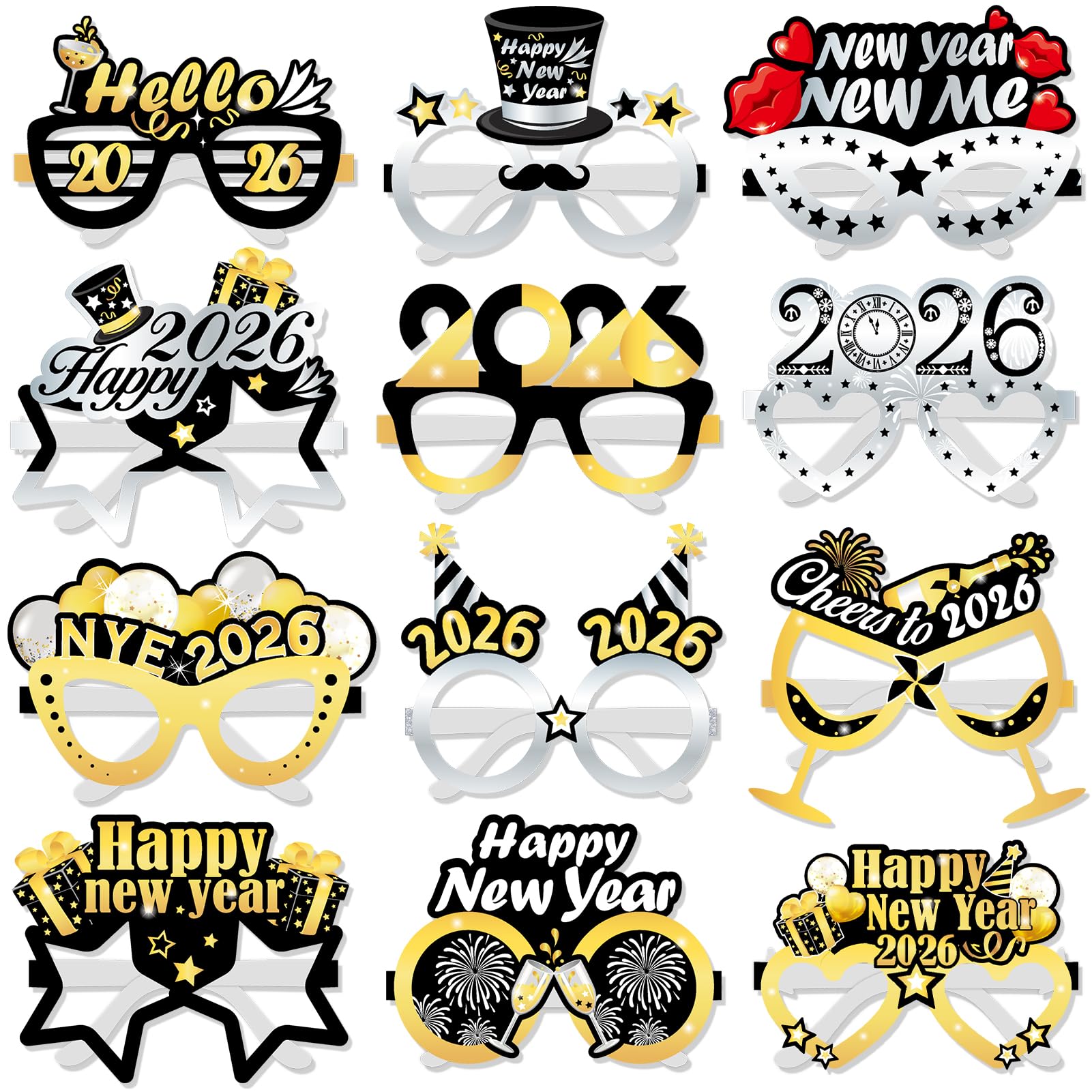 howaf-silvester-brille-2027-schwarz-gold-12-st-ck image 1
